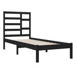 vidaXL Cadre de lit Noir Bois massif 90x190 cm Simple