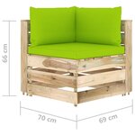 vidaXL Salon de jardin 7 Pièces avec coussins Bois imprégné de vert