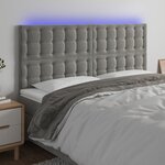 vidaXL Tête de lit à LED Gris clair 200x5x118/128 cm Velours