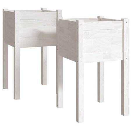 vidaXL Jardinières d'extérieur 2 Pièces Blanc 40x40x70 cm Bois de pin