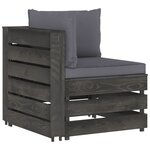 vidaXL Canapé de jardin 2 places avec coussins bois imprégné de gris