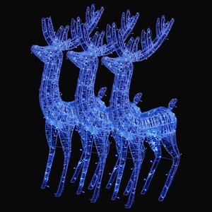 vidaXL Rennes de Noël XXL Acrylique 250 LED 3 Pièces 180 cm Bleu