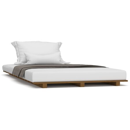 vidaXL Cadre de lit Marron miel 100x200 cm Bois de pin massif