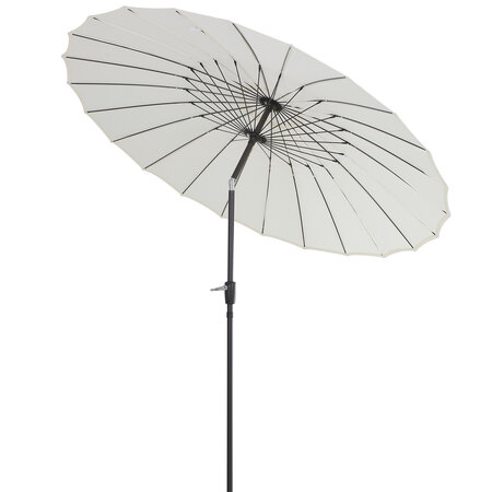 Parasol inclinable rond avec manivelle aluminium fibre de verre polyester diamètre 2 60 m coloris crème