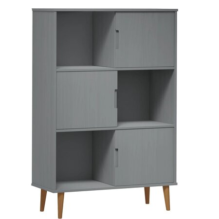 vidaXL Bibliothèque MOLDE Gris 90x35x133 5 cm Bois massif de pin