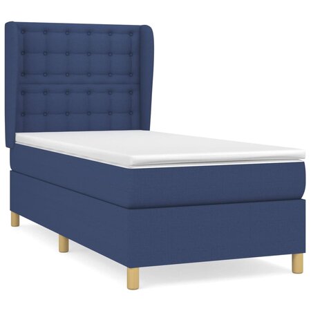 vidaXL Lit à sommier tapissier avec matelas Bleu 90x200 cm Tissu