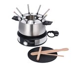 SEVERIN - Fondue Crêpière  2en1 électrique - 8 pers. - 1500W - Caquelon inox amovible -Protection anti-projections - Inox noir
