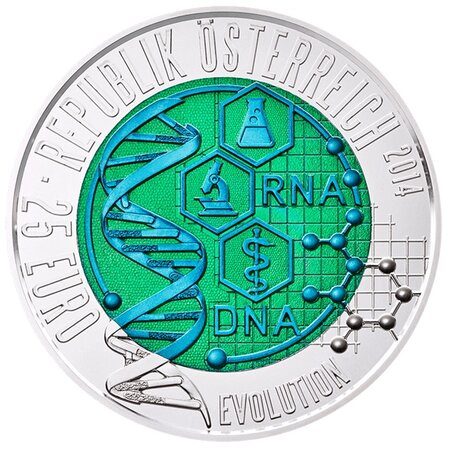 Pièce de monnaie 25 euro Autriche 2014 argent et niobium BU – Evolution