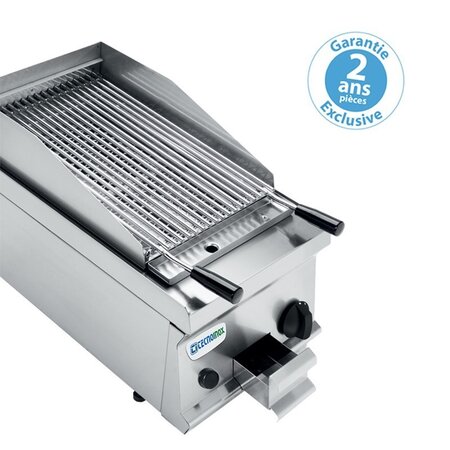 Grill pierre de lave charcoal simple gaz - gamme 700 - tecnoinox -  - inox 350x700x280mm
