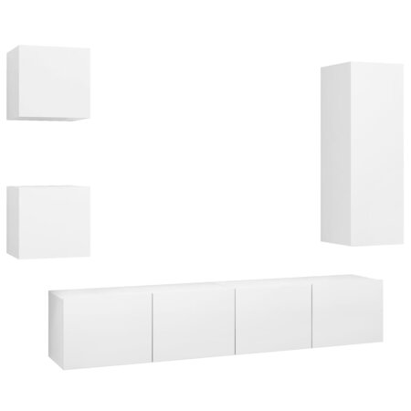 vidaXL Ensemble de meuble TV 5 Pièces Blanc Aggloméré