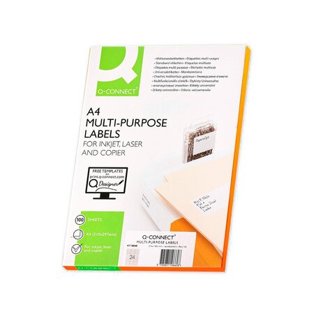 Boîte 100 feuilles 2400 étiquette adhésive 70x35mm jet d'encre laser copieur blanc q-connect
