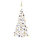 vidaXL Demi-arbre de Noël artificiel pré-éclairé et boules blanc 180cm