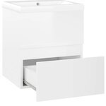 vidaXL Armoire d'évier avec lavabo intégré Blanc brillant Aggloméré