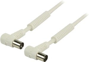 Cable antenne TV coudé 90° 25m M/F (Blanc)