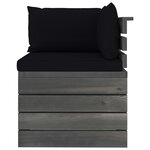 vidaXL Salon palette de jardin 3 Pièces avec coussins Bois de pin massif