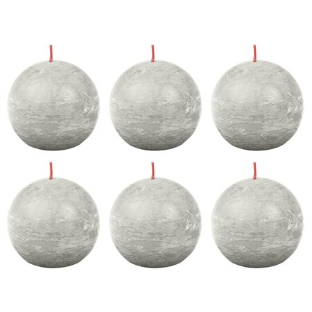 Bolsius Bougies boule rustiques Shine 6 Pièces 76x71 mm Gris sableux