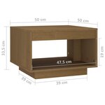 vidaXL Table basse Marron miel 50x50x33 5 cm Bois de pin massif