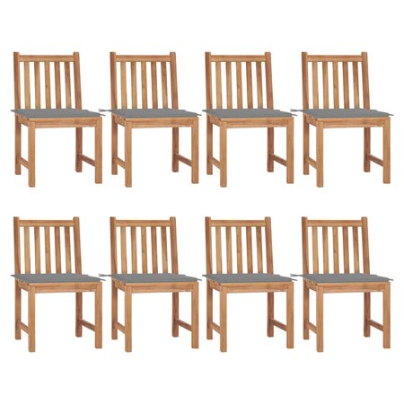 vidaXL Chaises de jardin 8 Pièces avec coussins Bois de teck massif