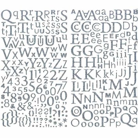 Sticker Alphabet pailleté Argenté 300 lettres