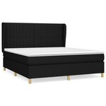 vidaXL Lit à sommier tapissier avec matelas Noir 180x200 cm Tissu