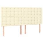 vidaXL Lit à sommier tapissier avec matelas Crème 180x200cm Similicuir