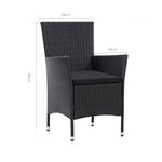 vidaXL Chaises de jardin 2 Pièces Noir Résine tressée