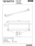 Porte-serviette mural GAMMA en laiton chromé 60 x7,5 x3,6 cm