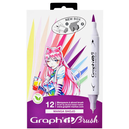 GRAPH'IT BRUSH et EXTRA FINE Set 12 marqueurs - MANGA SHOJO