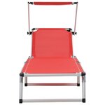 vidaXL Chaise longue pliable avec auvent Aluminium et textilène Rouge