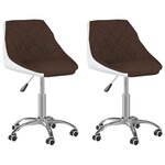 vidaXL Chaises à manger pivotantes lot de 2 marron et blanc similicuir