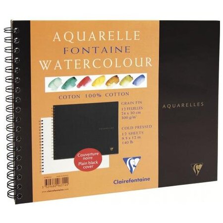 Album spiralé Fontaine grain fin 12F 300g 24x30 CLAIREFONTAINE