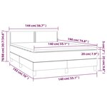 vidaXL Sommier tapissier et matelas et LED Gris foncé 140x190 cm Tissu
