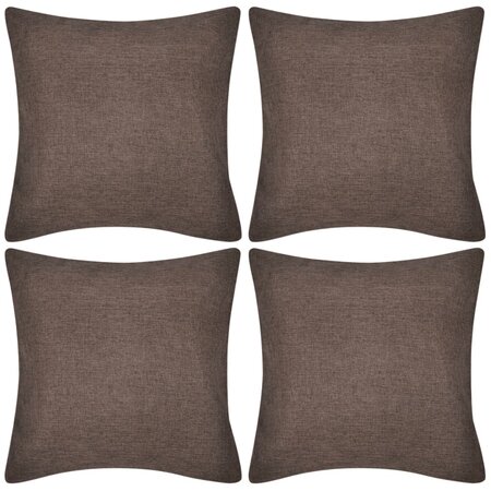 vidaXL Housses de coussin 4 Pièces Aspect de lin Marron 40x40 cm