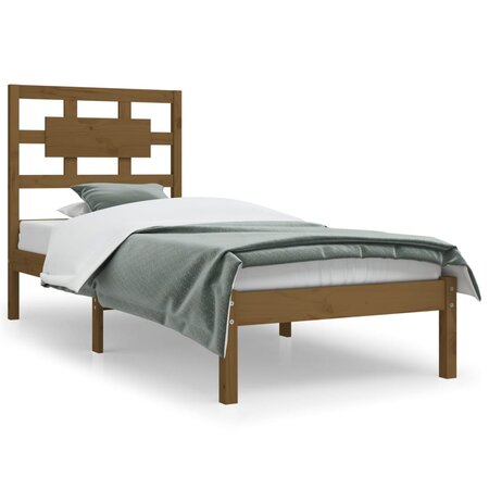 vidaXL Cadre de lit Marron miel Bois de pin massif 100x200 cm