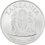 Pièce de monnaie en argent 1000 shillings g 31.1 (1 oz) millésime 2022 mythical creatures tanzania hydra