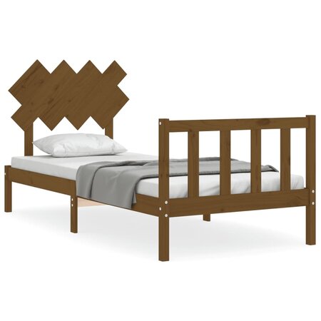 vidaXL Cadre de lit tête de lit marron miel 90x200 cm bois massif