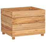vidaXL Lit surélevé 50x40x38 cm Bois massif de teck et acier