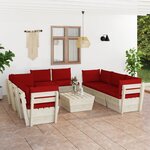 vidaXL Salon de jardin palette 9 Pièces avec coussins Épicéa imprégné