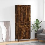 vidaXL Buffet haut Chêne fumé 69 5x34x180 cm Bois d'ingénierie