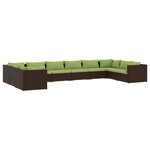 vidaXL Salon de jardin 10 Pièces avec coussins Résine tressée Marron