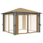 vidaXL Tonnelle avec rideau 300x300 cm Taupe Aluminium