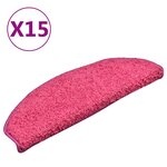 vidaXL Tapis de marches d'escalier 15 Pièces Rose 65x21x4 cm