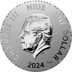 Pièce de monnaie en Argent 1 Dollar g 15.57 (1/2 oz) Millésime 2024 Lithuanian Lunar Year DRAGON