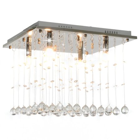 vidaXL Plafonnier avec perles de cristal Argenté Cubique G9