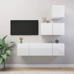 vidaXL Ensemble de meuble TV 4 Pièces Blanc brillant Aggloméré
