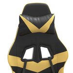 vidaXL Chaise de jeu pivotante Noir et doré Similicuir