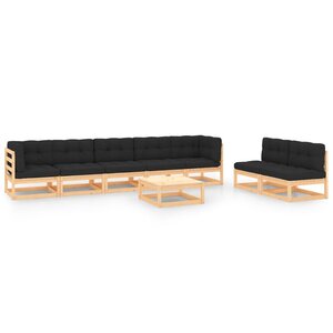 vidaXL Salon de jardin 8 Pièces avec coussins Bois de pin massif