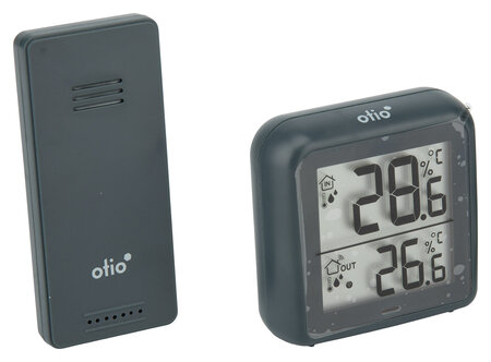 Thermomètre – hygromètre avec capteur sans fil gris anthracite - Otio