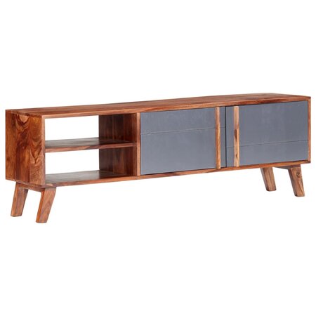 vidaXL Meuble TV Gris 140x30x45 cm Bois massif