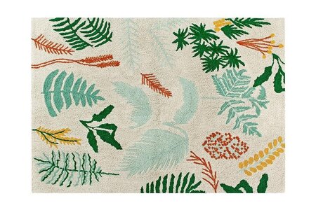 Tapis coton motif plantes et fleurs - 140 x 200